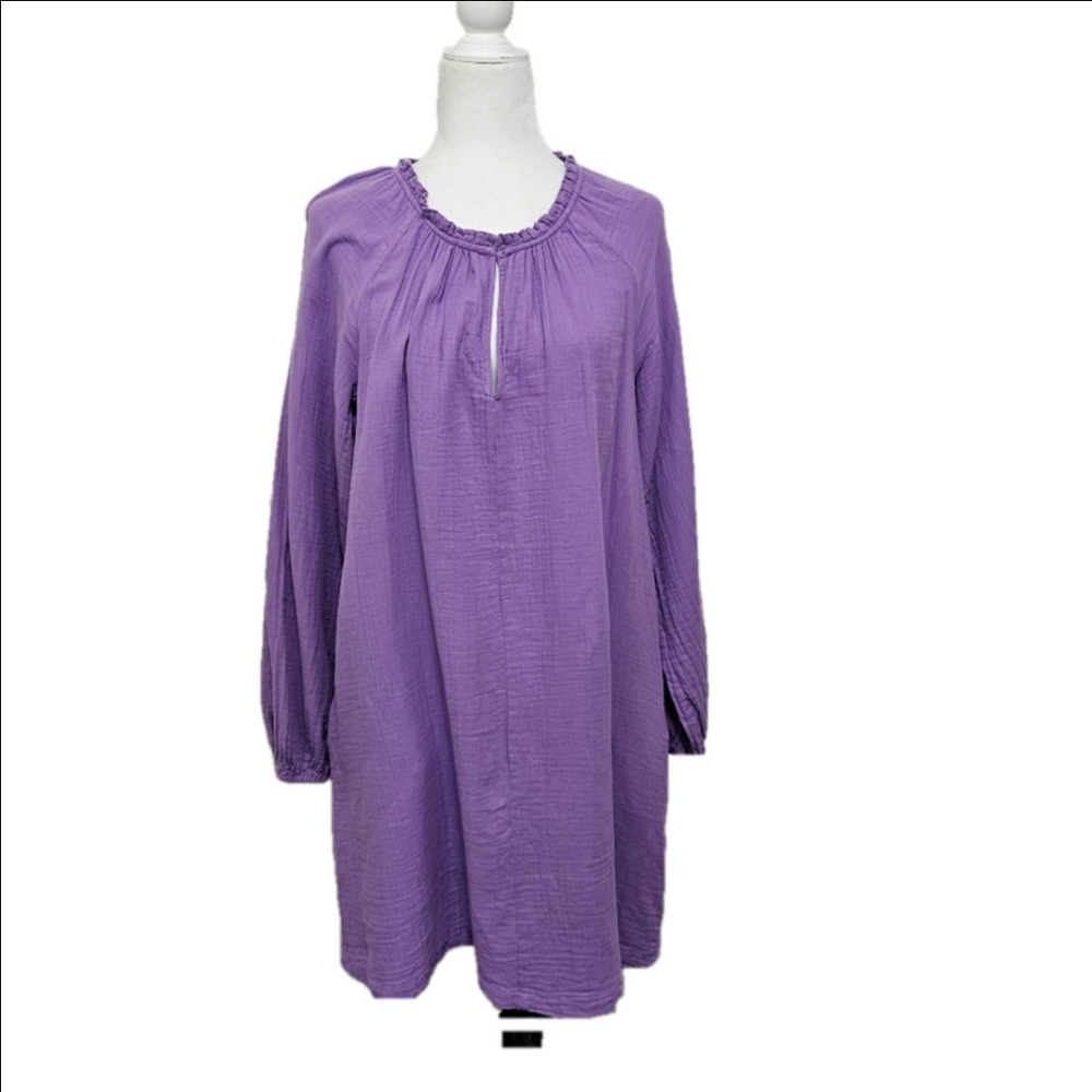 GAP Cotton Gauze Dress Above Knee Lavender Loosefit Lightweight  Tall Medium
